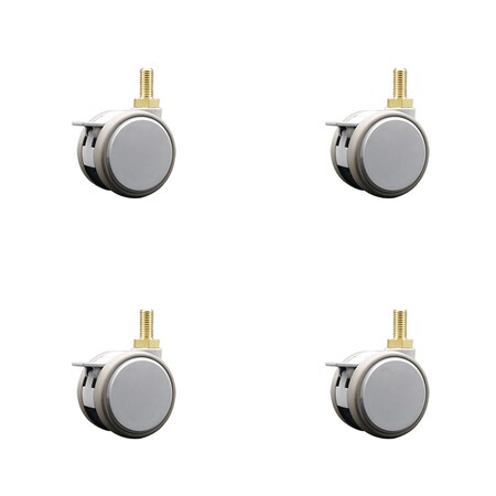 Service Caster 2.375 Inch MRI Safe Casters with Brakes, 12mm Threaded Stem, Set of 4, SCC, 4PK SCC-TS02S60-TPR-GRY-B-M12X22-MRI-4